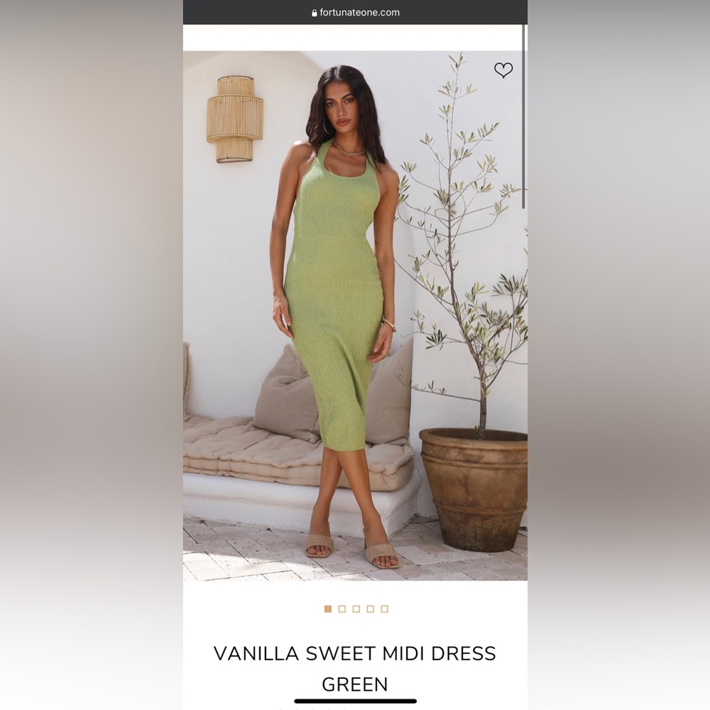 Vanilla Sweet Midi Dress Green, L, Fortunate One